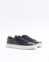 River Island Mens Trainers Navy Leather Fabric Lace Up Sneakers Casual Shoes