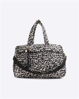 River Island Womens Travel Bag Beige Quilted Leopard Print Zip Grab Top Handles