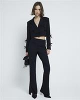 River Island Womens Flared Trousers Black Slim Fit Tailored Pants Bottoms - 8 Regular