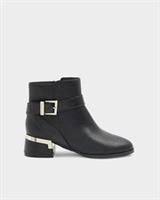River Island Girls Heeled Boots Buckle Side Zip Croc Embossed Straps Shoes