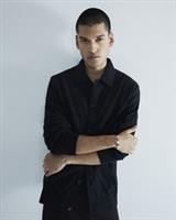 River Island Mens Shirt Black Slim Fit Chevron Knit Long Sleeve Collared Top - S Regular