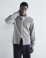 River Island Mens Shirt Stone Chevron Knitted Collared Long Sleeve Buttons Top - M Regular