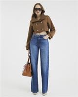River Island Womens Military Jacket Brown Cropped Collared Buttons Outerwear Top - 8 Regular