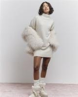River Island Womens Jumper Mini Dress Cream High Neck Long Sleeve Knitted - L Regular
