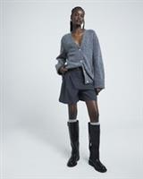 River Island Womens Cardigan Grey Knit Button Up V-Neck Long Sleeve Jumper Top - S Regular