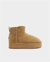River Island Womens Ankle Boots Brown Faux Fur Lining Elasticated Back Shoes