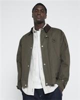 River Island Mens Jacket Khaki Regular Fit Waxed Collared Buttons Outerwear Top - M Regular