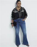 River Island Womens Flared Jeans Plus Blue Mid Rise Trousers Pants Bottoms - 24 Regular