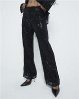 River Island Womens Fringe Trousers Petite Black Sequin Tailored Pants Bottoms - 12 Petites
