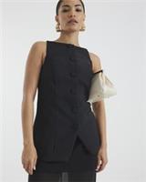 River Island Womens Waistcoat Petite Black Square Neck Sleeveless Outerwear Top - 12 Petites