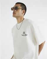 River Island Mens T-Shirt White Textured Casa Patch Short Sleeve Crew Tee Top - S Regular