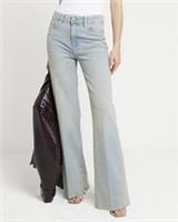 River Island Womens Wide Leg Jeans Blue High Waisted Denim Trouser Pants Bottoms - 12 Regular Regular
