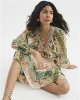 River Island Womens Maxi Dress Pink Long Sleeve V Neck Ruffle V-Neck Casual - 8 Regular