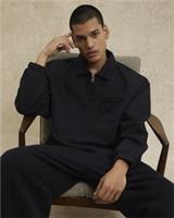 River Island Mens Sweatshirt Black Regular Fit Half Zip Long Sleeve Jumper Top - S Regular