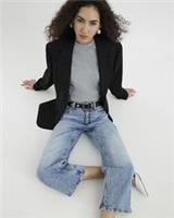 River Island Womens Straight Jeans Blue High Waisted Relaxed Crop Pants Bottoms - 10 Long Regular