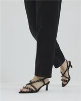 River Island Womens Sandals Black Gemstone Heeled Open Toe Summer Shoes