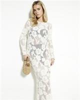 River Island Womens Maxi Dress Petite Cream Floral Lace Long Sleeve Crew Neck - L Petites