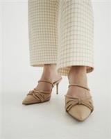 River Island Womens Mule Heels Beige Diamante Backless Bow Detail Shoes