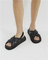 River Island Womens Sandals Black Cross Strap Chunky Open Toe Summer Shoes