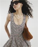 River Island Womens Mini Dress Black Floral Sleeveless Bubble Hem Scoop Neck - 14 Regular