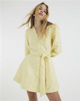 River Island Womens Mini Dress Yellow Long Sleeve Belted Jacquard V-Neck - 14 Regular
