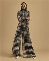 River Island Womens Wide Leg Trousers Black Gingham Print Pants Bottoms - 8 Regular