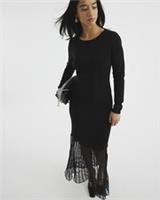 River Island Womens Maxi Dress Petite Black Mesh Hem Long Sleeve Crew Neck - 12 Petites