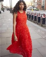 River Island Womens Midi Dress Red 3D Flower Occasion Sleeveless Crew Neck - 8 Regular