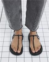 River Island Womens Sandals Black Toe Thong Footbed Open Toe Summer Shoes