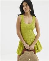 River Island Womens Mini Dress Petite Lime Bubble Hem Shirred Sleeveless - 6 Petites