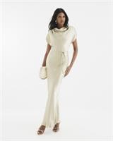 River Island Womens Column Maxi Dress Gold Cowl Neck Sleeveless Fitted - 10 Regular