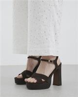 River Island Womens Sandals Brown Suede Cross Strap Platform Open Toe Shoes