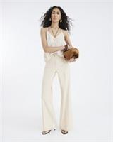 River Island Womens Straight Leg Trousers Beige Button Front Pants Bottoms - 12 Regular