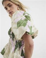 River Island Womens Shirred Detail Top Petite Puff Sleeve Floral Square Neck - 6 Petites