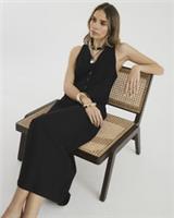 River Island Womens Waistcoat Midi Dress Black Linen Blend Sleeveless V-Neck - 10 Regular