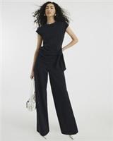 River Island Womens Trousers Navy Drawstring Waist Pinstripe Pants Bottoms - 8 Regular