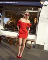 River Island Womens Mini Dress Red Bonded Crepe Structured Bardot Sleeveless - 8 Regular