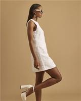 River Island Womens Mini Dress White Sleeveless Floral Overlay Crew Neck - M Regular