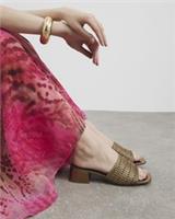 River Island Womens Sandals Bronze Wide Fit Woven Block Heel Mule Open Toe Shoes