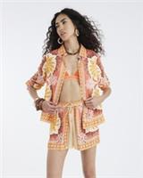 River Island Womens Shirt Orange Long Sleeve Graphic Print Buttons Top - M Regular