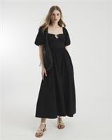 River Island Womens Midi Dress Black Short Sleeve Ring Detail Short Puff Sleeve - 8 Regular