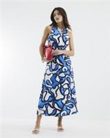 River Island Womens Midi Dress Blue Sleeveless Cut Out Poplin Round Neck - 6 Regular