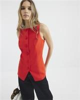 River Island Womens Waistcoat Red Square Neck Strappy Sleeveless Outerwear Top - 6 Regular