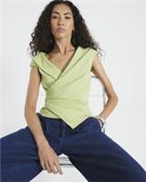 River Island Womens Top Green Sleeveless Drape Wrap Design Lapel V-Neck - S Regular