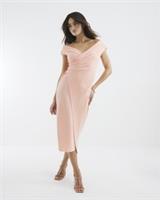 River Island Womens Wrap Midi Dress Pink Asymmetric Lapel Sleeveless V-Neck - L Regular