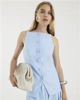 River Island Womens Waistcoat Blue Square Neck Strappy Sleeveless Outerwear Top - 10 Regular