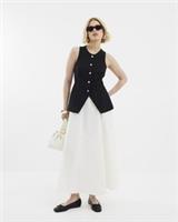 River Island Womens Waistcoat Midi Dress Black Sleeveless Hybrid Crew Neck - S Regular