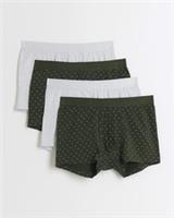 River Island Mens 4 Pack Trunks Khaki Spot Elasticated Waist Underwear Bottoms - L Regular