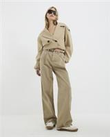 River Island Womens Wide Leg Jeans Beige Denim Tailored Baggy Trousers Bottoms - 14 Regular Regular