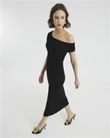 River Island Womens Midi Dress Black Off Shoulder Layered Short Sleeve Wrap - 12 Regular